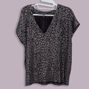 White House Black Market Women Top V-Neck - Cheetah Print